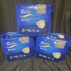 3 New 1 Open Package Rely Briefs Disposable Underwear 45+ Size XL 59-64" Waist